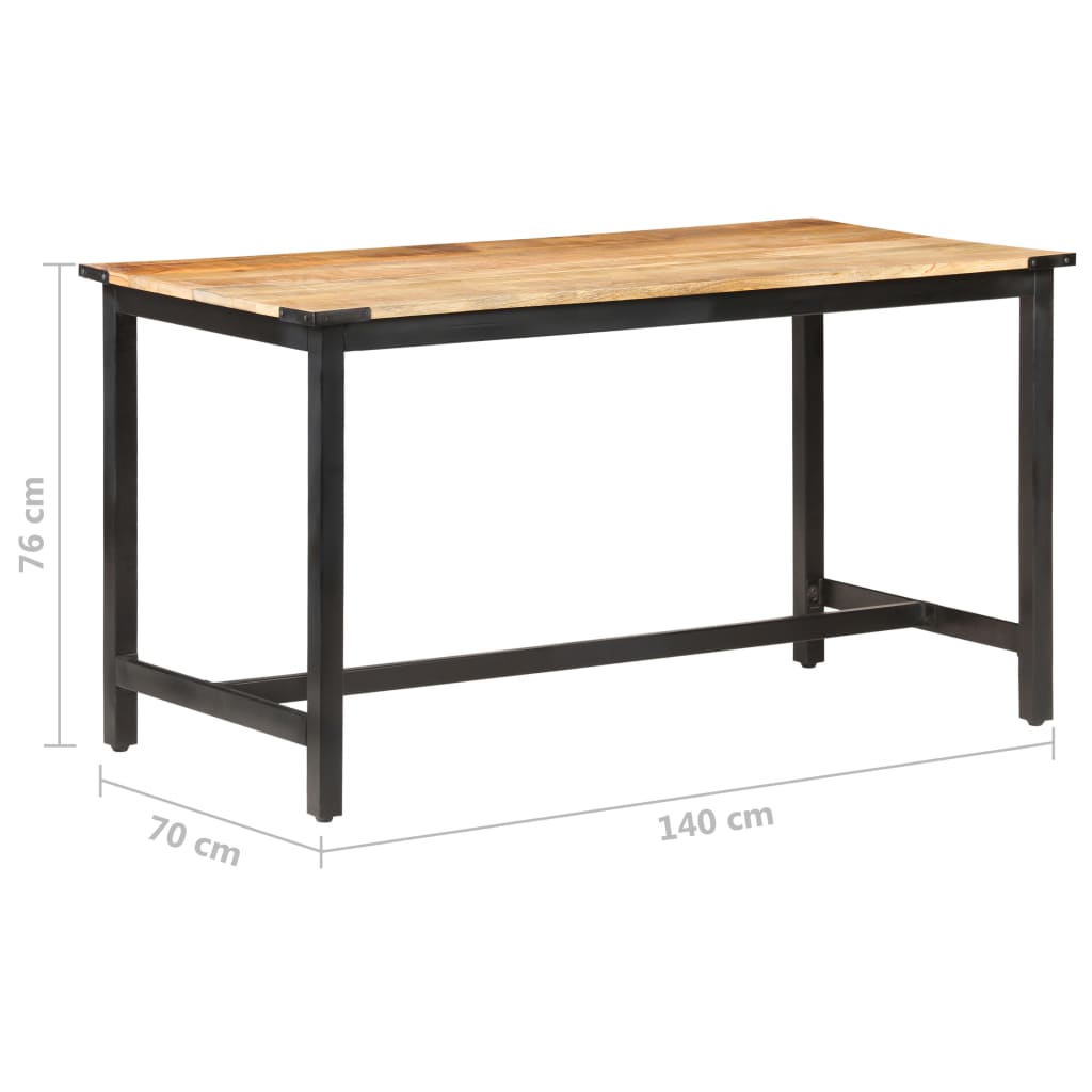 vidaXL Dining Table 140x70x76 cm Solid Rough Mango Wood