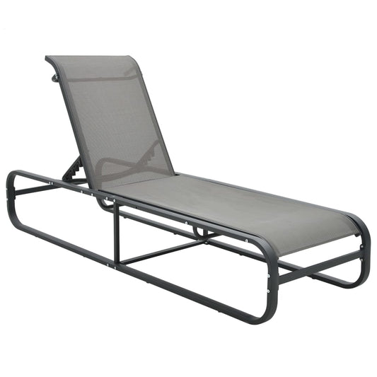 vidaXL Sun Lounger | Grey | Aluminium and Textilene | Standard