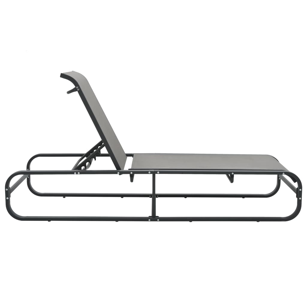 vidaXL Sun Lounger | Grey | Aluminium and Textilene | Standard