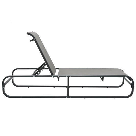 vidaXL Sun Lounger | Grey | Aluminium and Textilene | Standard