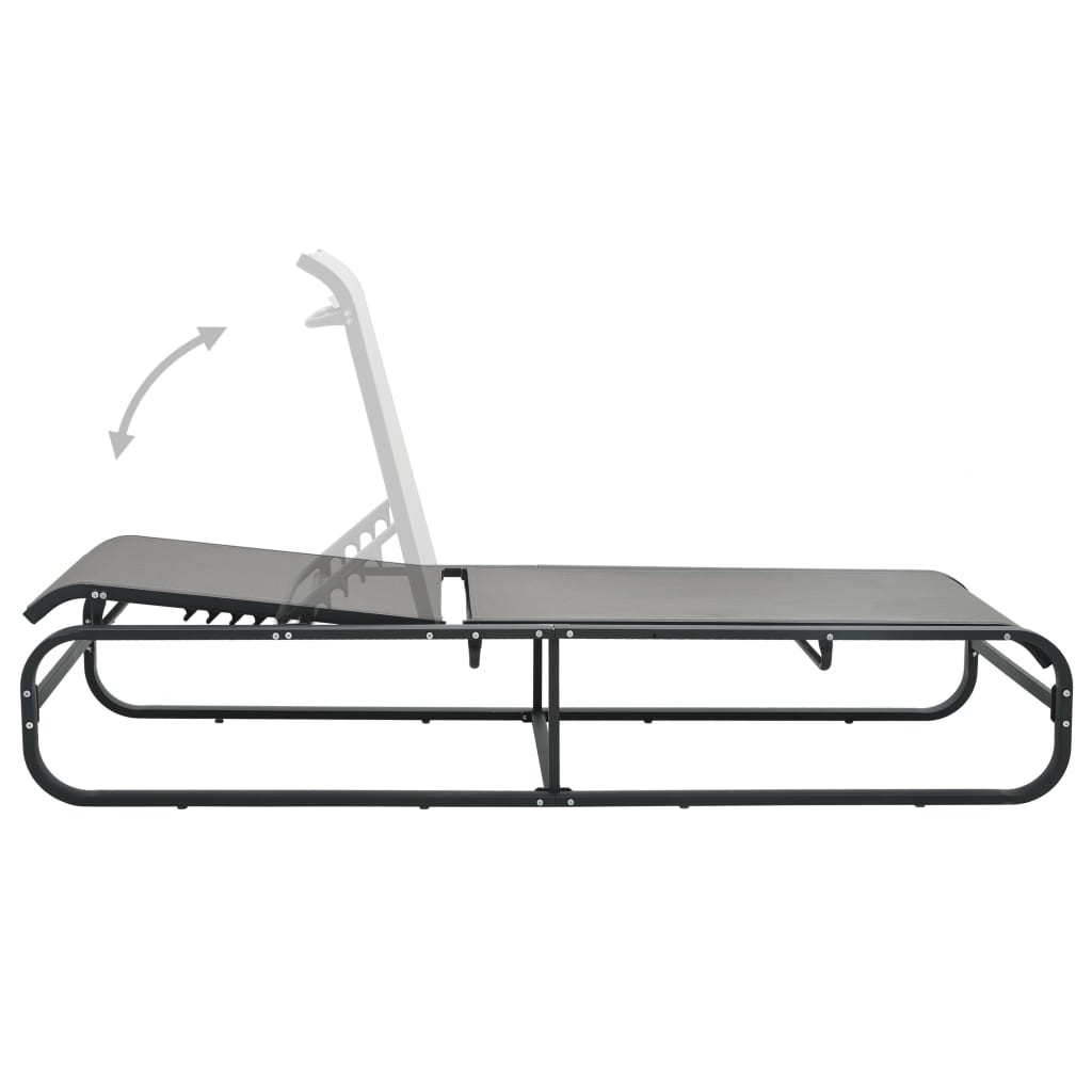 vidaXL Sun Lounger | Grey | Aluminium and Textilene | Standard