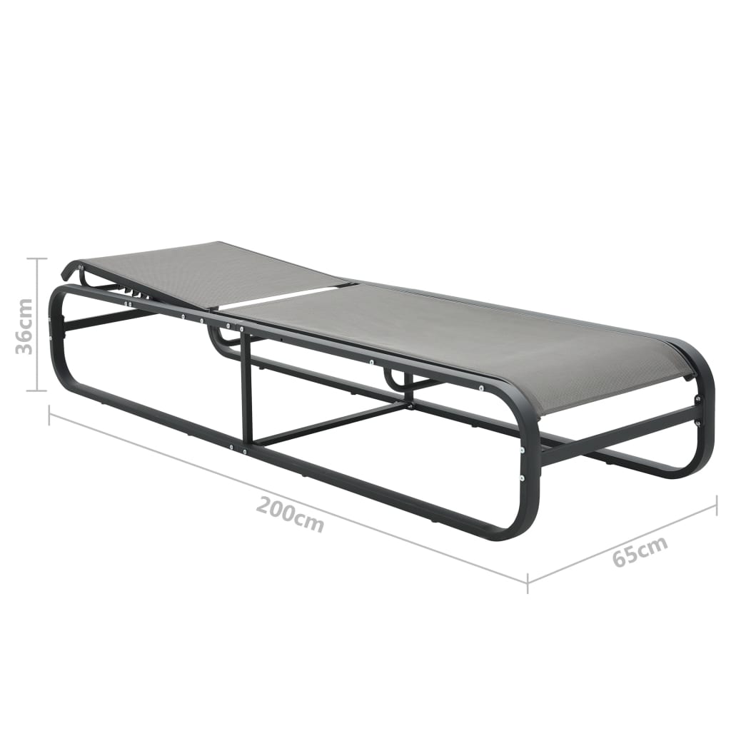 vidaXL Sun Lounger | Grey | Aluminium and Textilene | Standard
