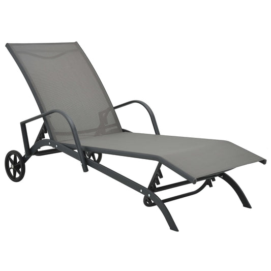 vidaXL Sun Lounger | Grey | Powder-Coated Steel | 200 x 58 x 32 cm