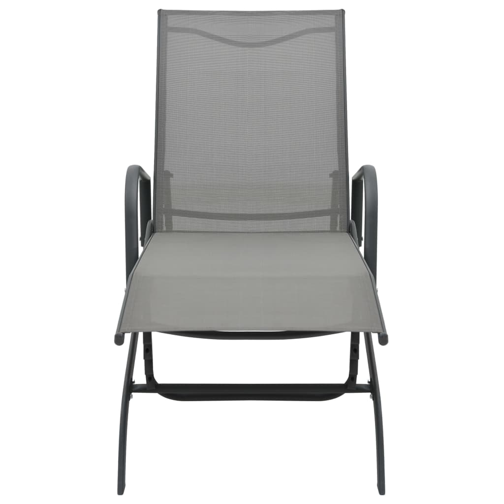 vidaXL Sun Lounger | Grey | Powder-Coated Steel | 200 x 58 x 32 cm