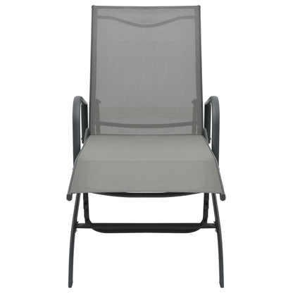 vidaXL Sun Lounger | Grey | Powder-Coated Steel | 200 x 58 x 32 cm
