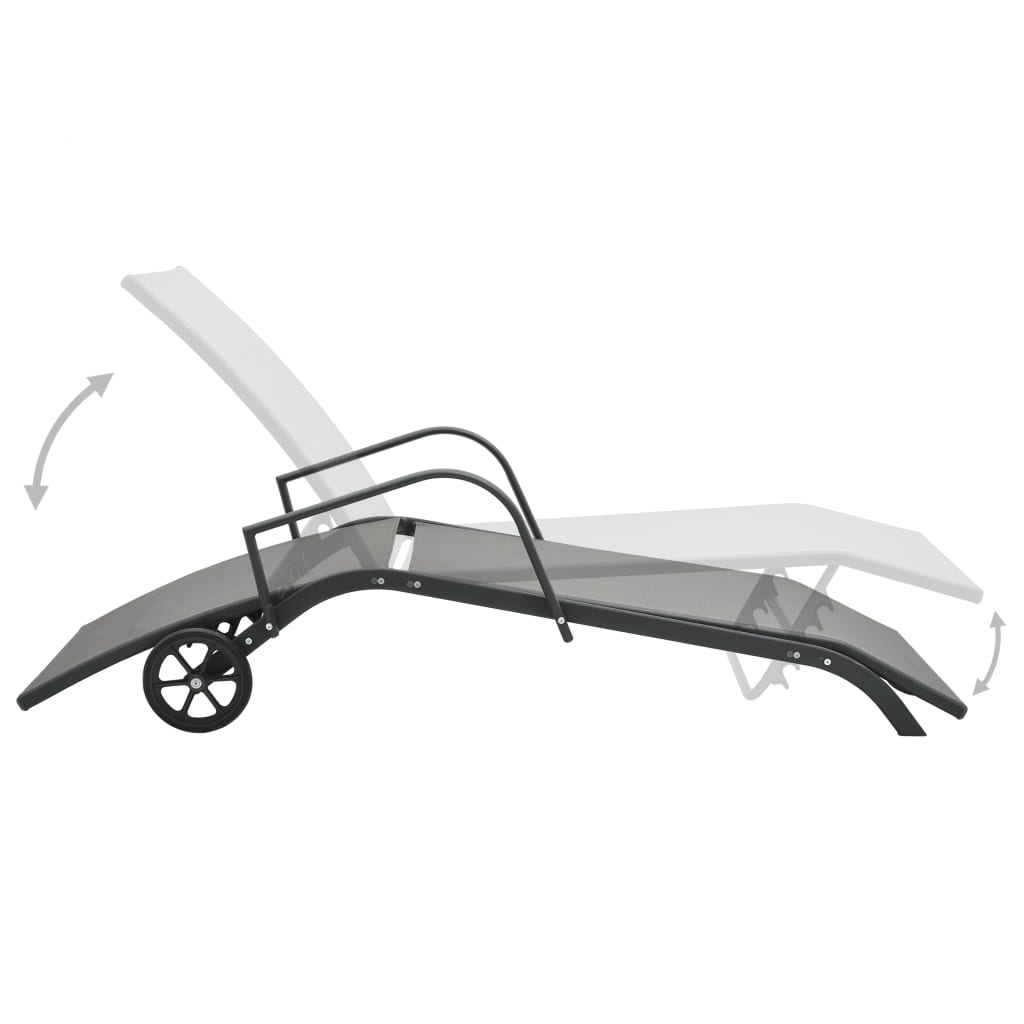 vidaXL Sun Lounger | Grey | Powder-Coated Steel | 200 x 58 x 32 cm