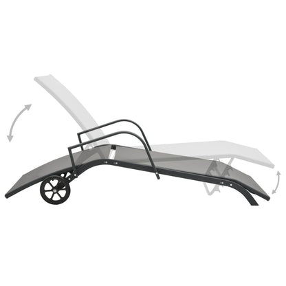 vidaXL Sun Lounger | Grey | Powder-Coated Steel | 200 x 58 x 32 cm