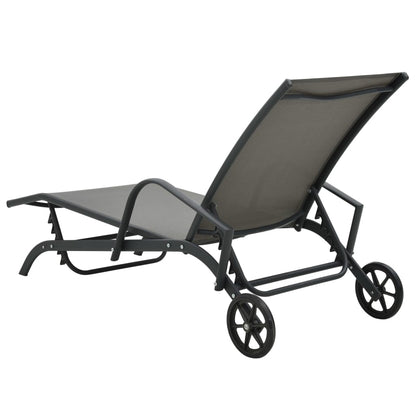vidaXL Sun Lounger | Grey | Powder-Coated Steel | 200 x 58 x 32 cm
