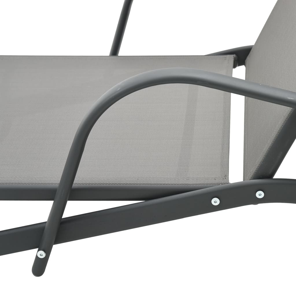 vidaXL Sun Lounger | Grey | Powder-Coated Steel | 200 x 58 x 32 cm