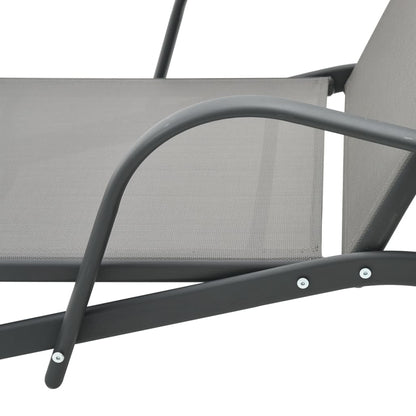 vidaXL Sun Lounger | Grey | Powder-Coated Steel | 200 x 58 x 32 cm