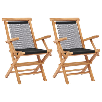 vidaXL Garden Chair | Set of 2 | Black with wooden frame