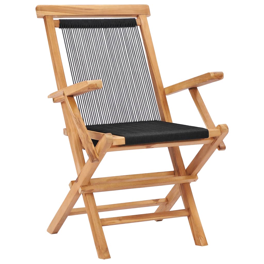 vidaXL Garden Chair | Set of 2 | Black with wooden frame