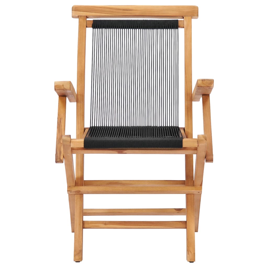 vidaXL Garden Chair | Set of 2 | Black with wooden frame