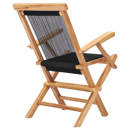 vidaXL Garden Chair | Set of 2 | Black with wooden frame