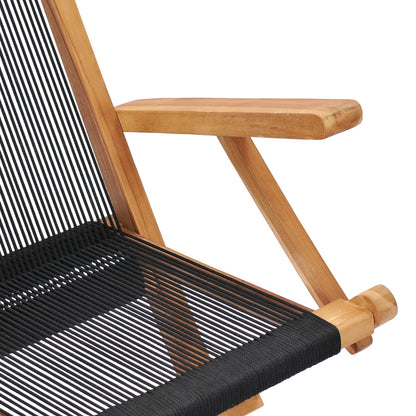 vidaXL Garden Chair | Set of 2 | Black with wooden frame