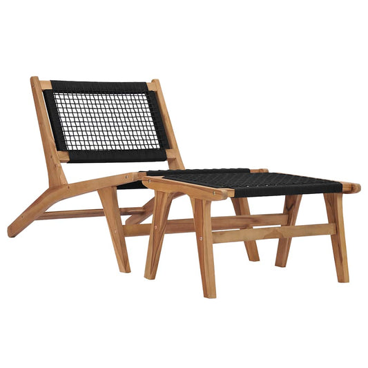 vidaXL Sun Lounger | Natural wood and black | Premium sanded teak hardwood