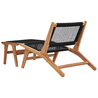vidaXL Sun Lounger | Natural wood and black | Premium sanded teak hardwood