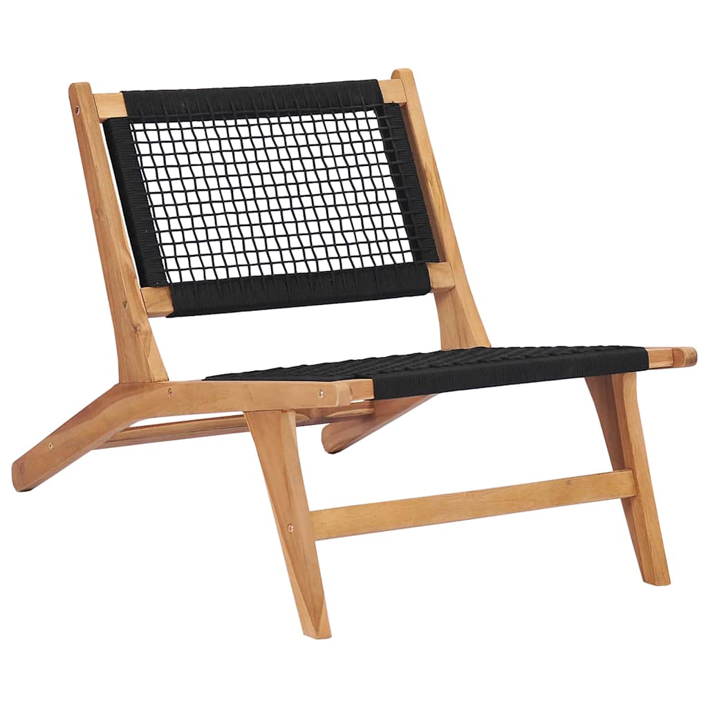 vidaXL Sun Lounger | Natural wood and black | Premium sanded teak hardwood
