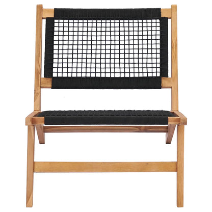 vidaXL Sun Lounger | Natural wood and black | Premium sanded teak hardwood