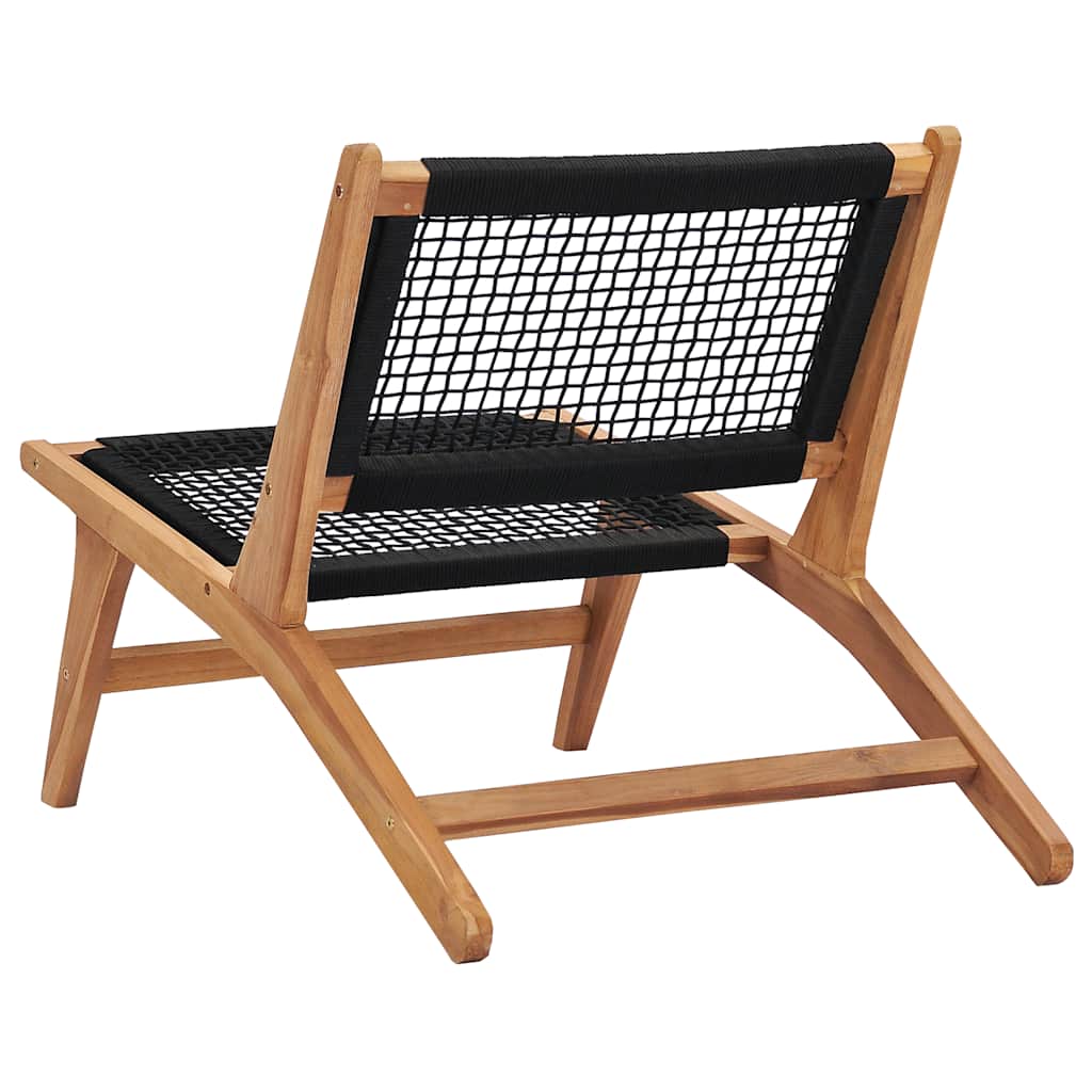 vidaXL Sun Lounger | Natural wood and black | Premium sanded teak hardwood