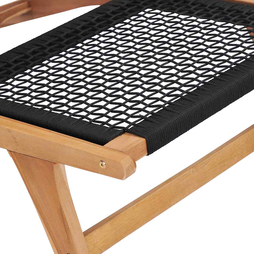 vidaXL Sun Lounger | Natural wood and black | Premium sanded teak hardwood