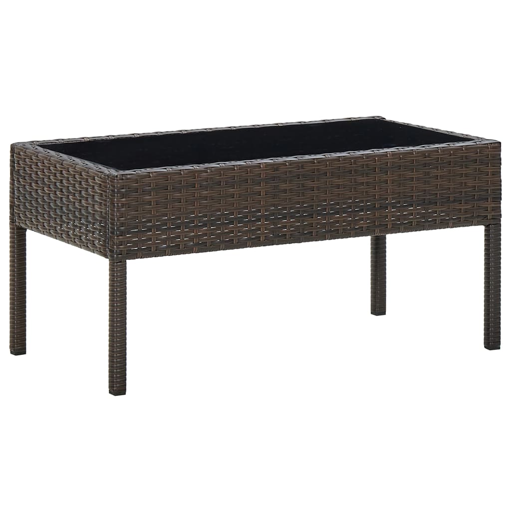 45903 vidaXL Garden Table Brown 75x40x37 cm Poly Rattan