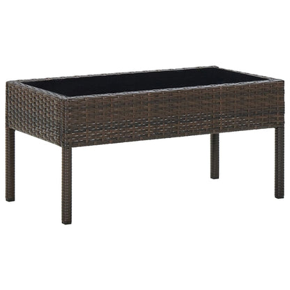 45903 vidaXL Garden Table Brown 75x40x37 cm Poly Rattan