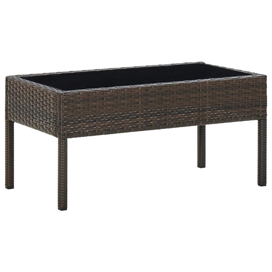45903 vidaXL Garden Table Brown 75x40x37 cm Poly Rattan