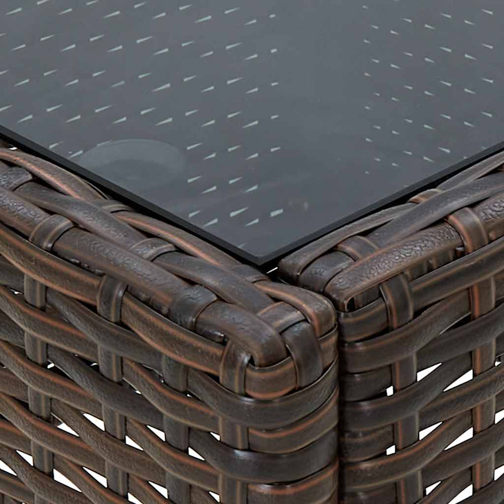 45903 vidaXL Garden Table Brown 75x40x37 cm Poly Rattan