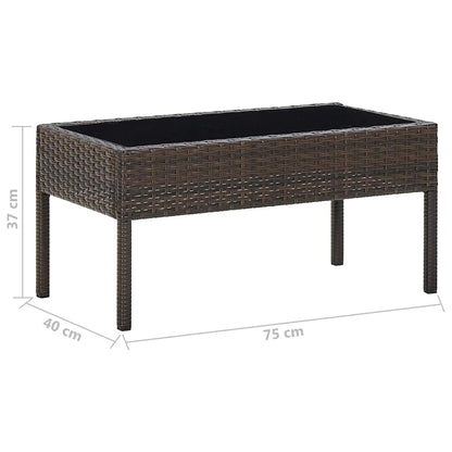 45903 vidaXL Garden Table Brown 75x40x37 cm Poly Rattan
