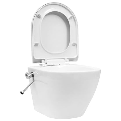 vidaXL Wall Hung Rimless Toilet with Bidet Function Ceramic White