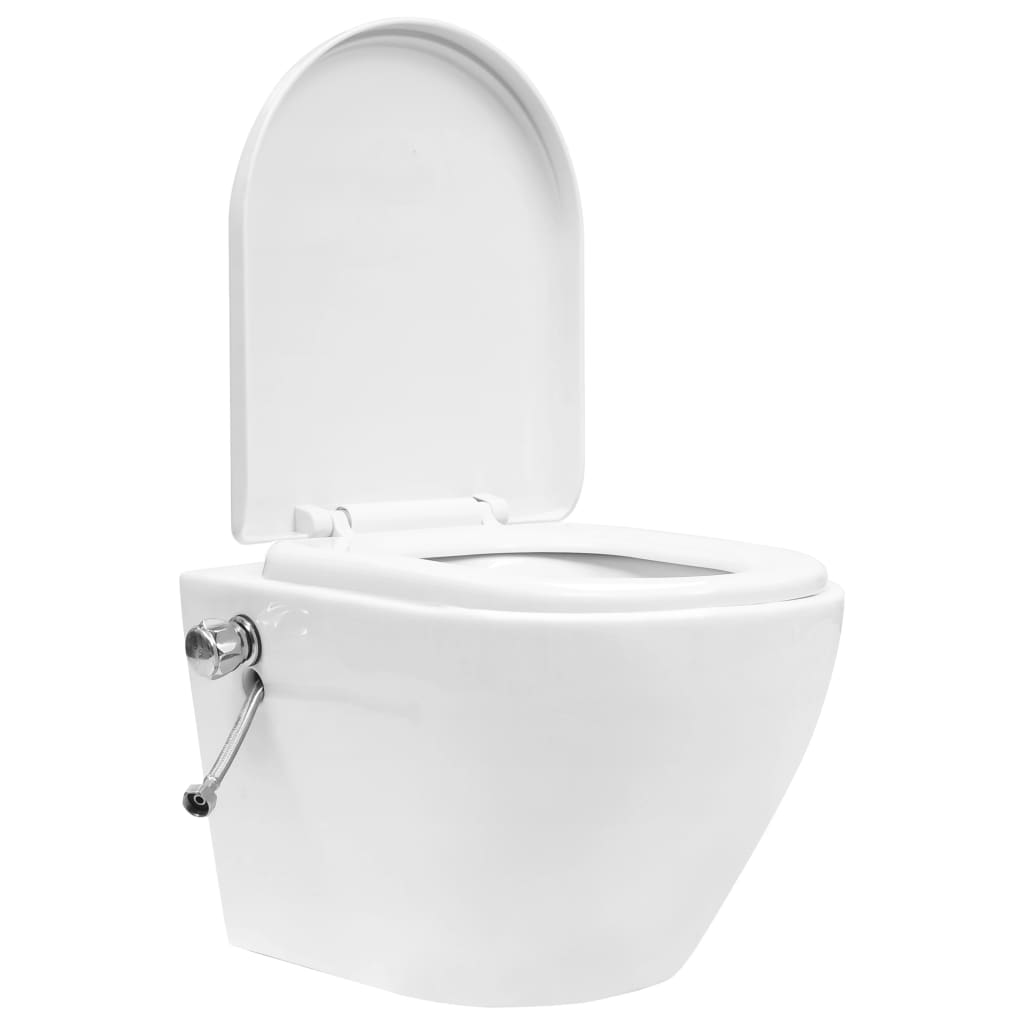 vidaXL Wall Hung Rimless Toilet with Bidet Function Ceramic White