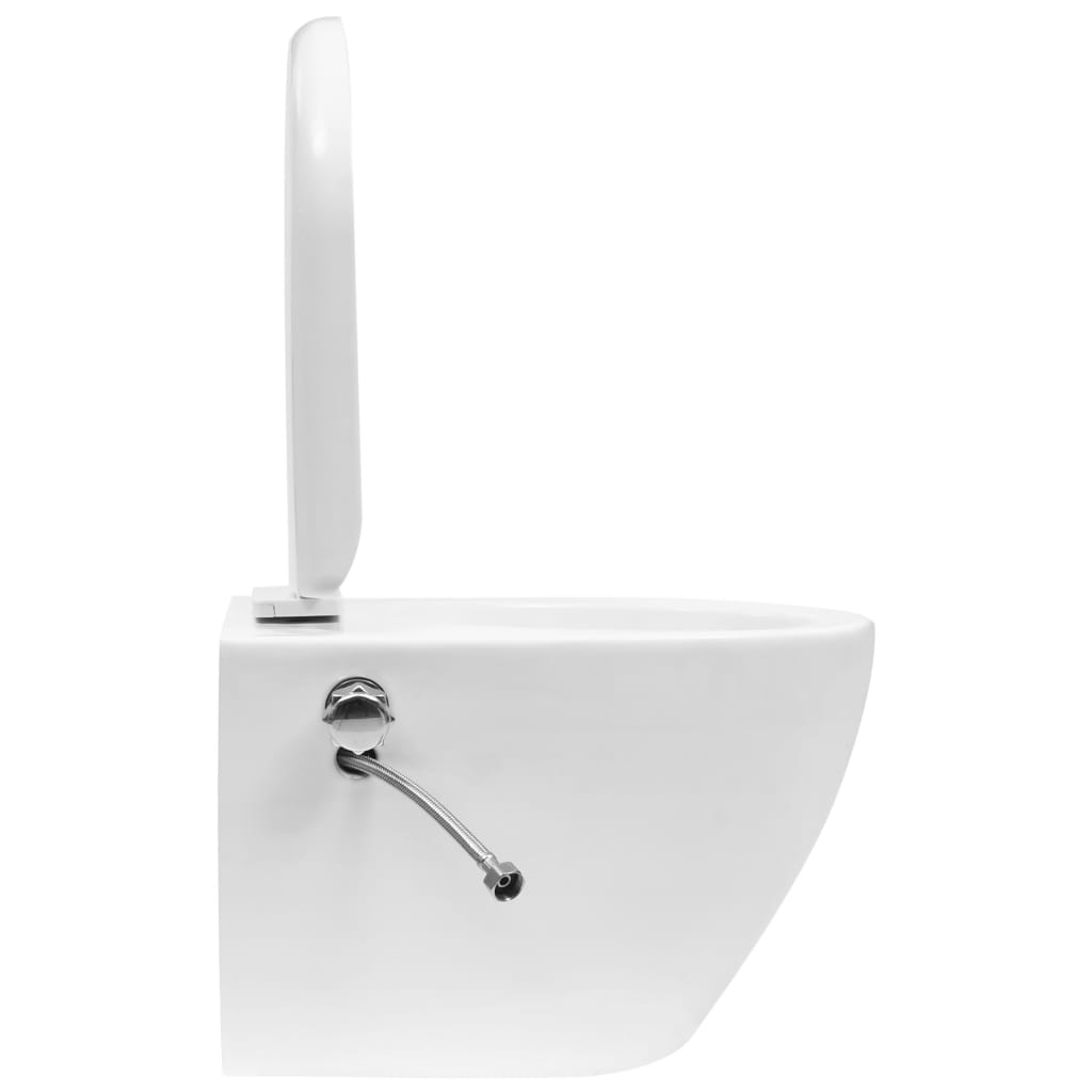 vidaXL Wall Hung Rimless Toilet with Bidet Function Ceramic White