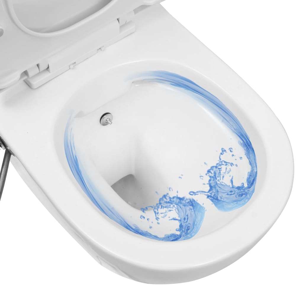 vidaXL Wall Hung Rimless Toilet with Bidet Function Ceramic White