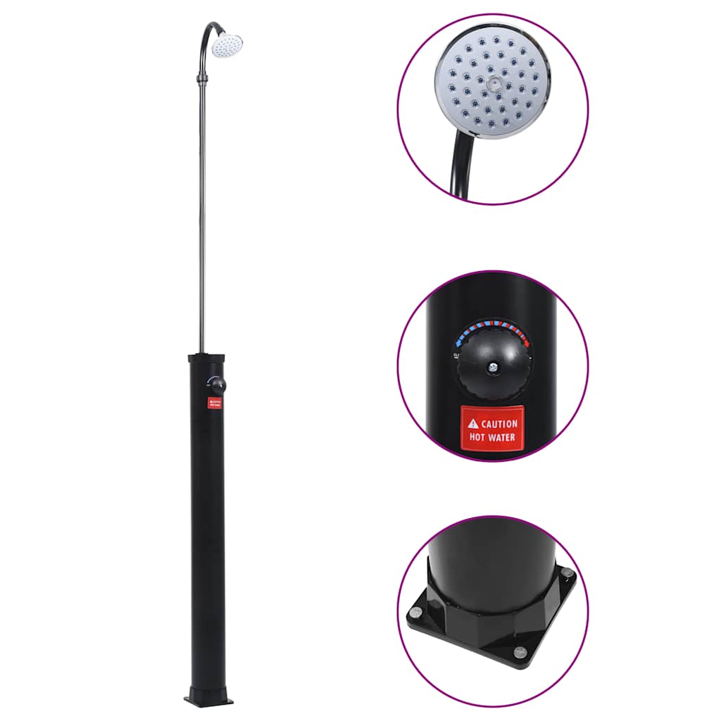 92295 vidaXL Garden Solar Shower Black 215 cm 8 L