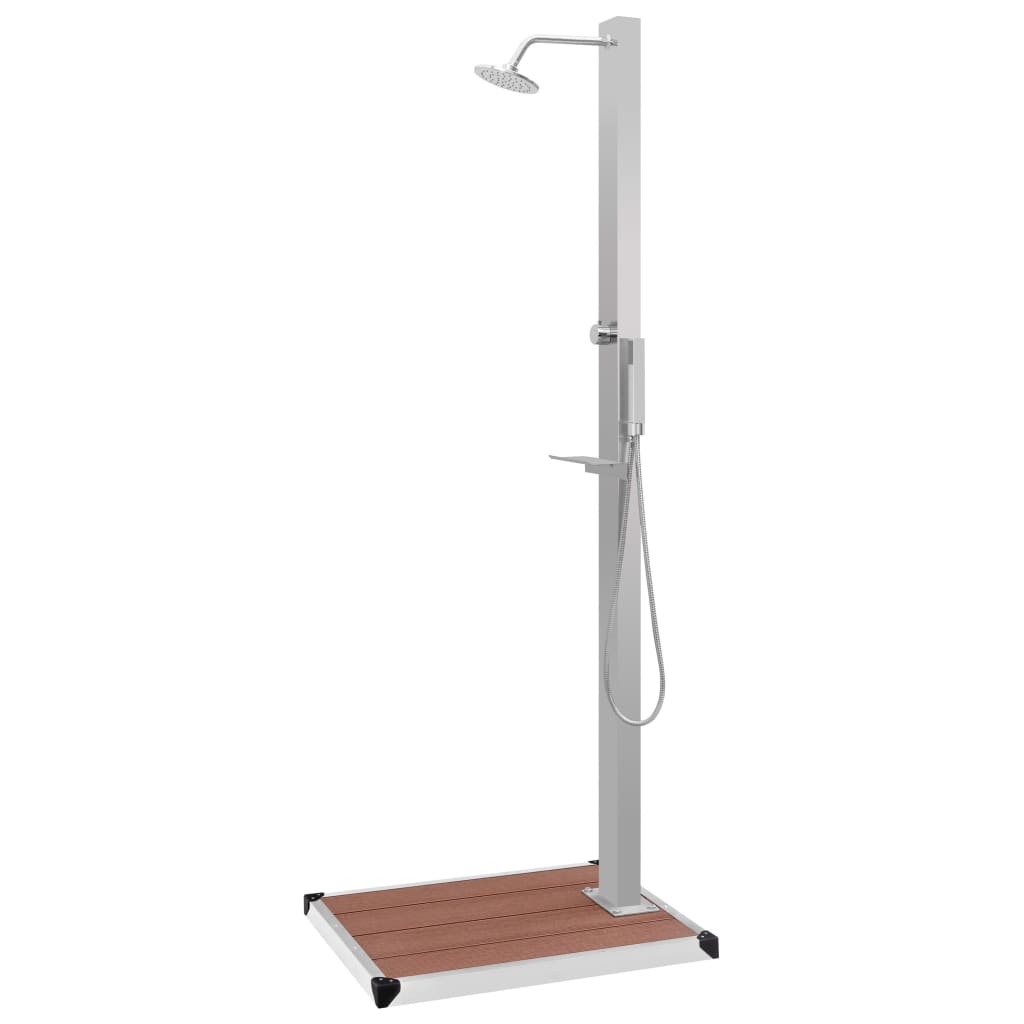 vidaXL Outdoor Shower with Tray WPC Stainless Steel