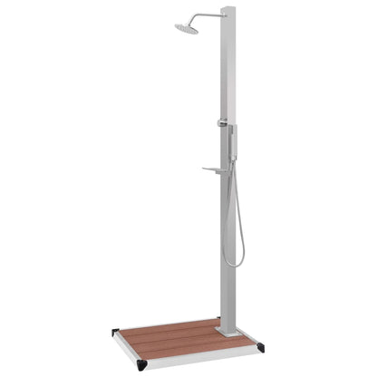 vidaXL Outdoor Shower with Tray WPC Stainless Steel