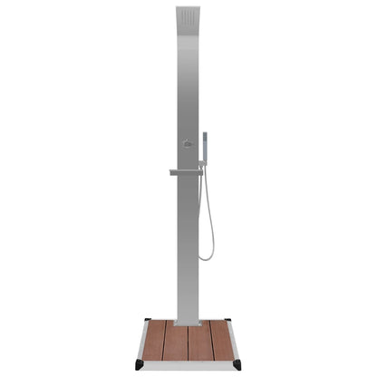 vidaXL Outdoor Shower with Tray WPC Stainless Steel