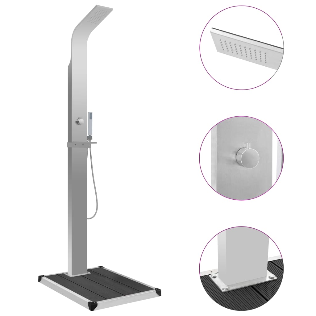vidaXL Outdoor Shower with Tray WPC Stainless Steel