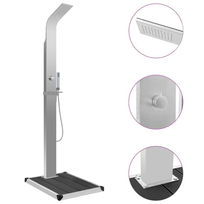 vidaXL Outdoor Shower with Tray WPC Stainless Steel