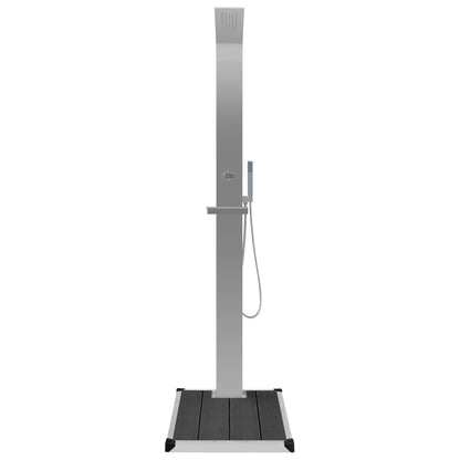 vidaXL Outdoor Shower with Tray WPC Stainless Steel