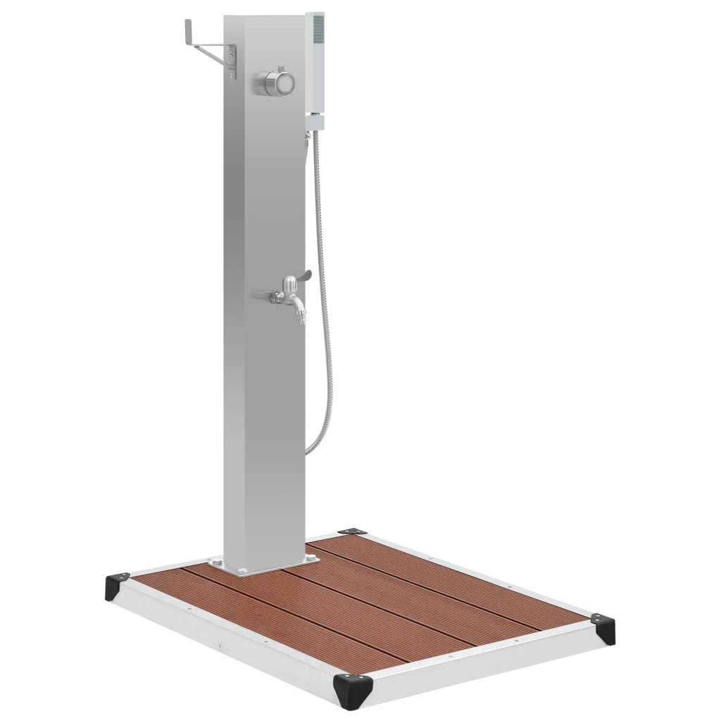 vidaXL Outdoor Shower with Tray WPC Stainless Steel