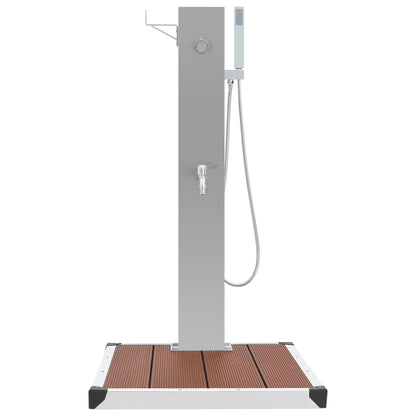 vidaXL Outdoor Shower with Tray WPC Stainless Steel