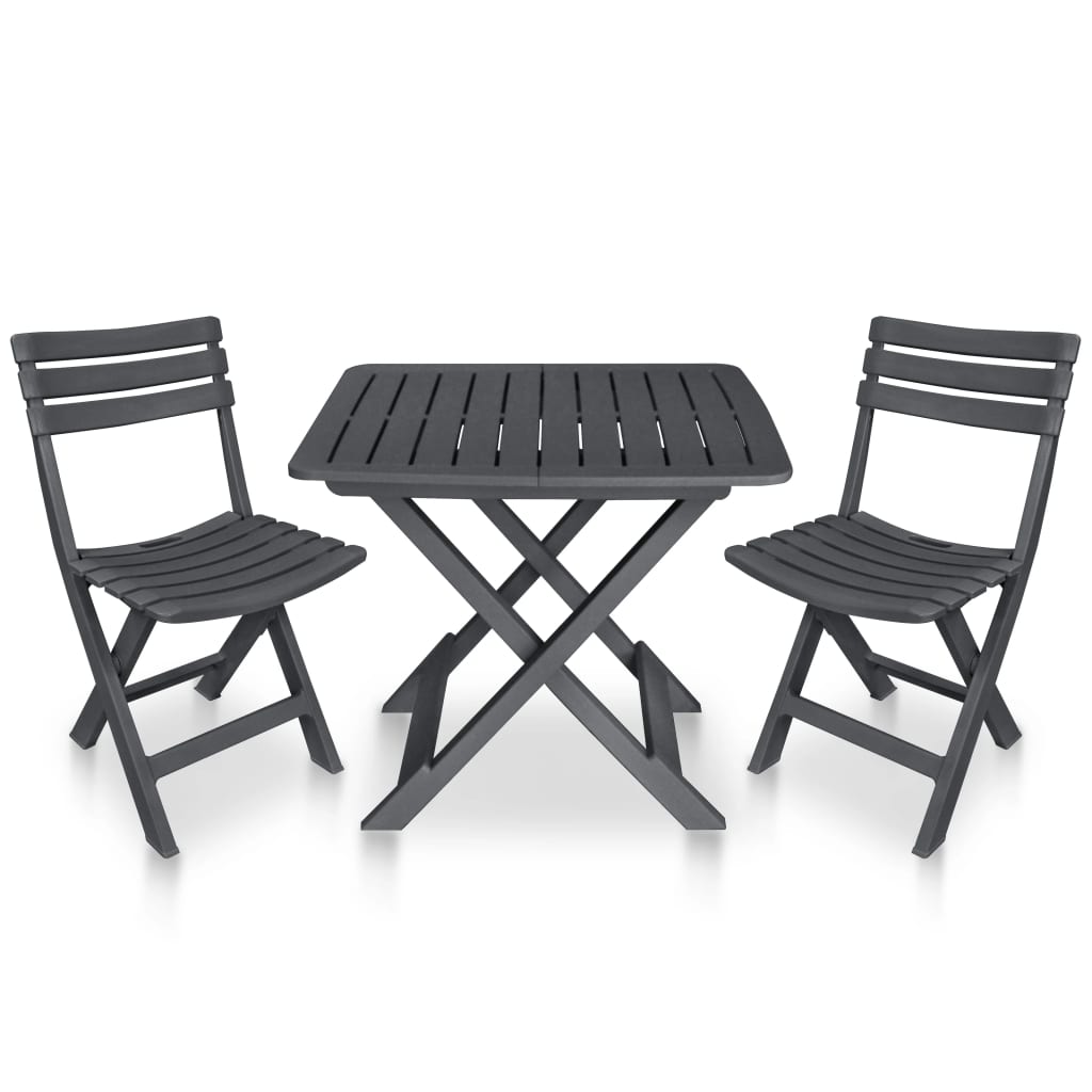 vidaXL Garden Bistro Set | Anthracite | Plastic | Compact | Foldable