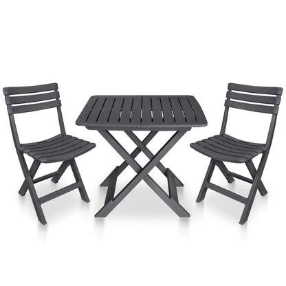 vidaXL Garden Bistro Set | Anthracite | Plastic | Compact | Foldable
