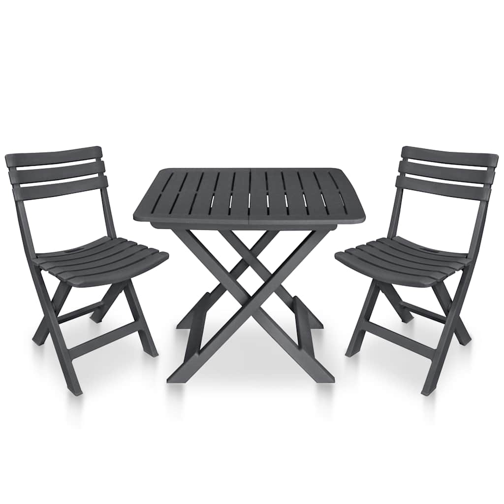 48753 vidaXL 3 Piece Folding Bistro Set Plastic Anthracite