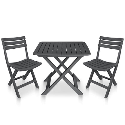 48753 vidaXL 3 Piece Folding Bistro Set Plastic Anthracite