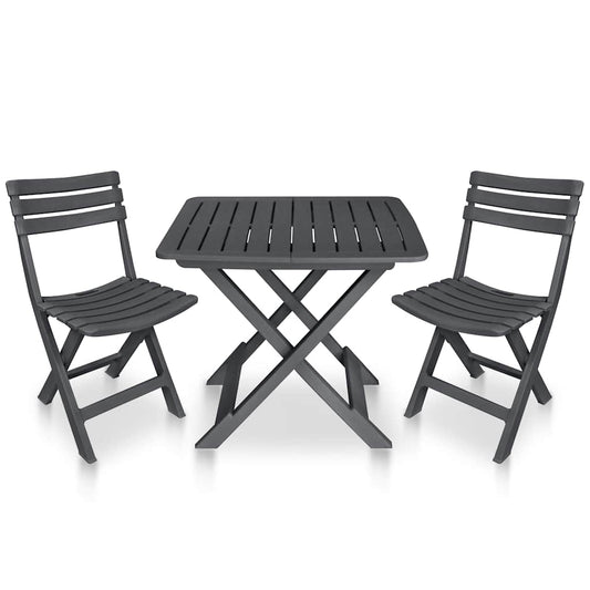 48753 vidaXL 3 Piece Folding Bistro Set Plastic Anthracite