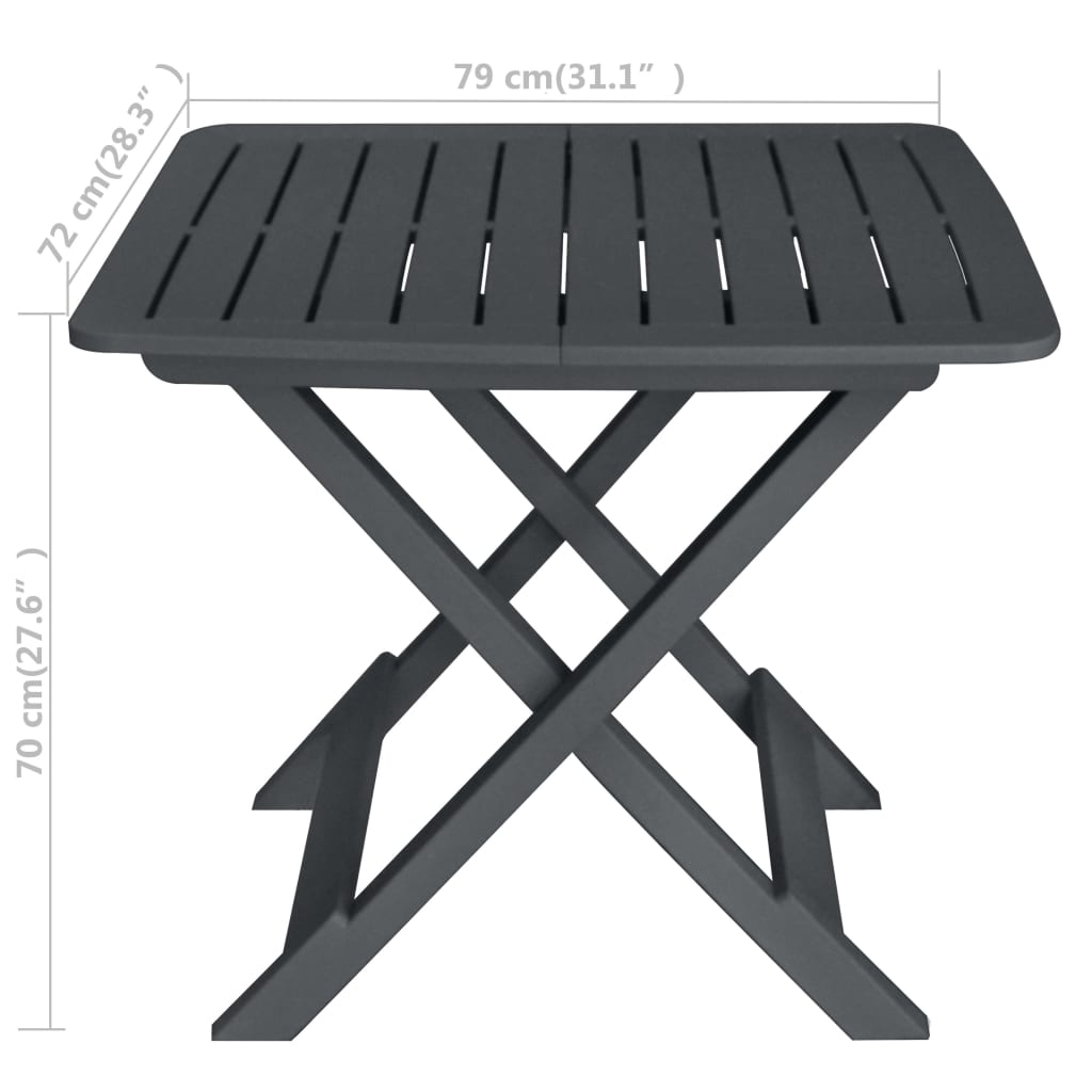 vidaXL Garden Bistro Set | Anthracite | Plastic | Compact | Foldable