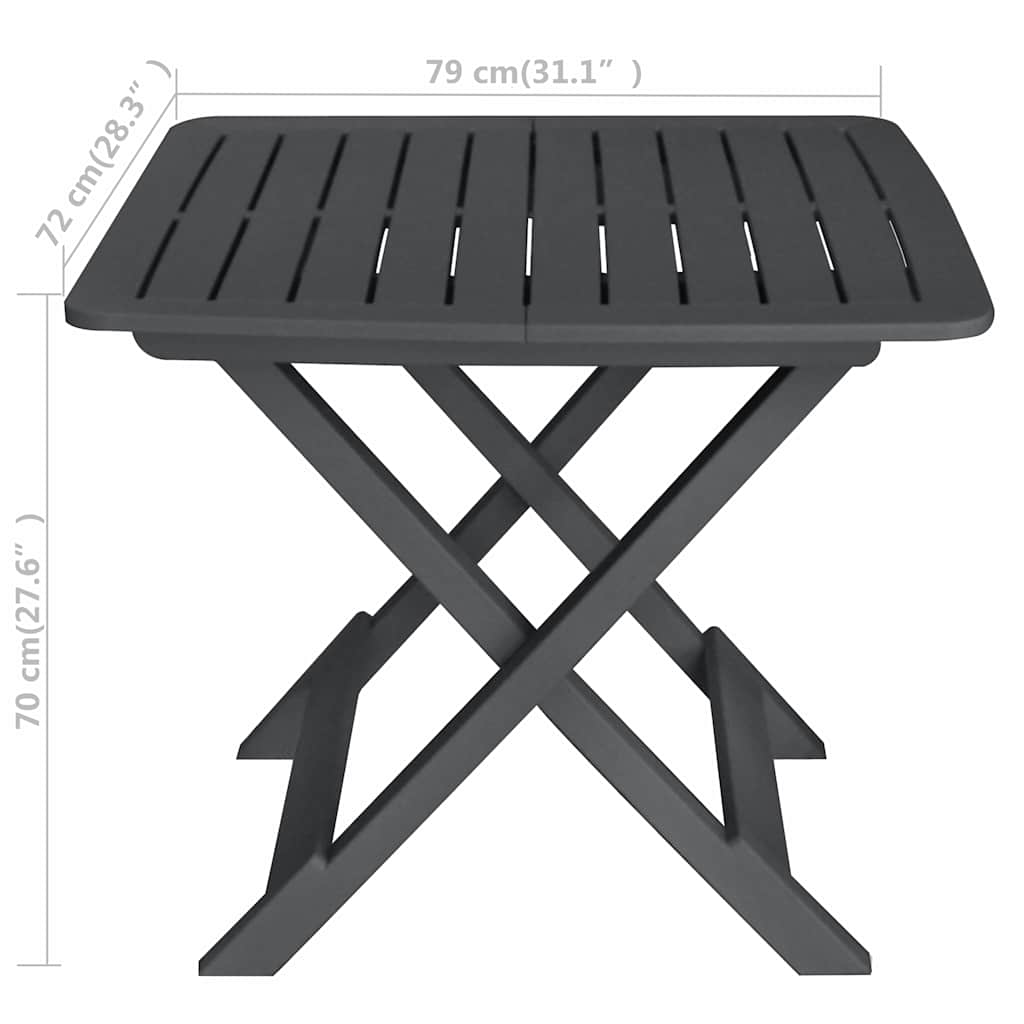 48753 vidaXL 3 Piece Folding Bistro Set Plastic Anthracite